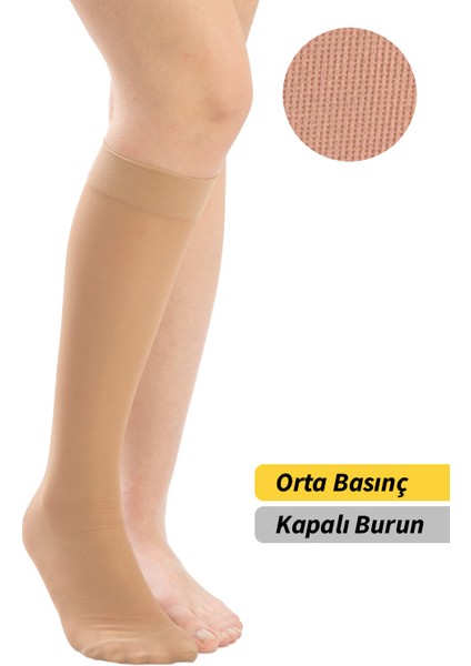 ® Diz Altı Kapalı Burun Orta Basınç Destek Çorabı Ccl 2