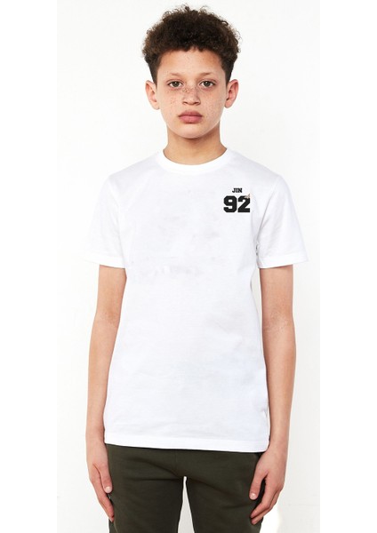 Bts Jin 92 Baskılı Çocuk Beyaz Tshirt