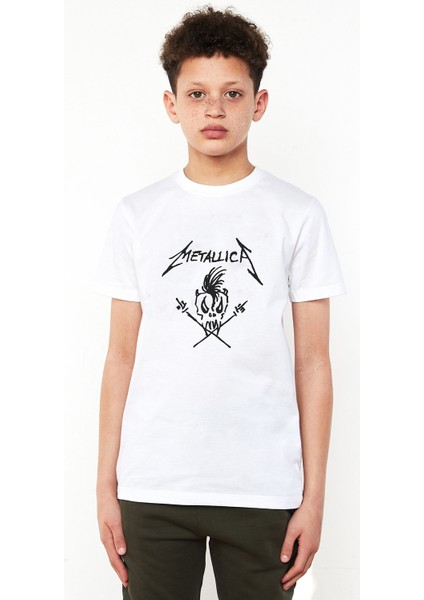 Metallica Baskılı Çocuk Beyaz Tshirt