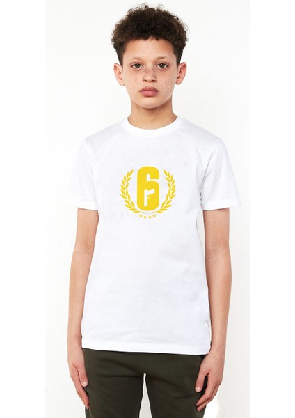 Rainbow Six Gun Baskılı Çocuk Beyaz Tshirt