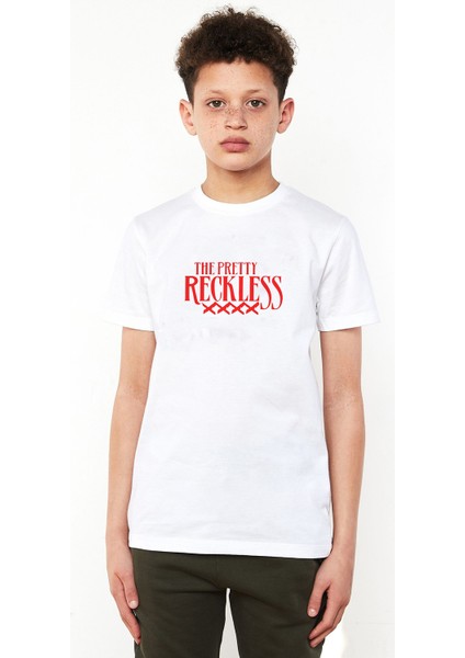 The Pretty Reckless Baskılı Çocuk Beyaz Tshirt