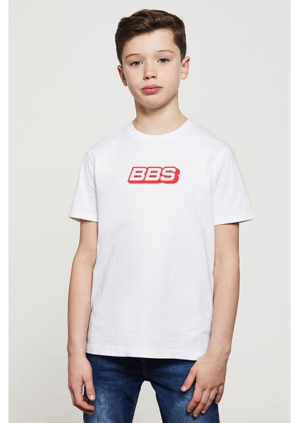 Bbs Logo Baskılı Çocuk Beyaz Tshirt