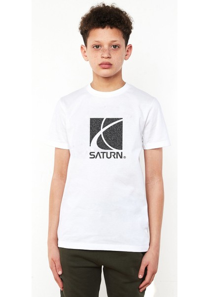 Saturn Baskılı Çocuk Beyaz Tshirt