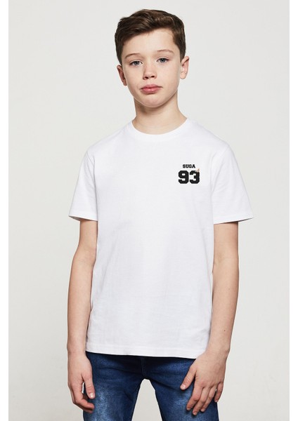 Bts Suga 93 Baskılı Çocuk Beyaz Tshirt