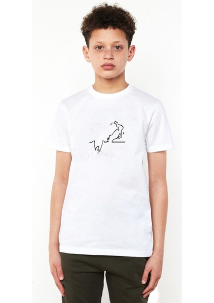 La Linea Trt Cizgi Adam Accident Baskılı Çocuk Beyaz Tshirt