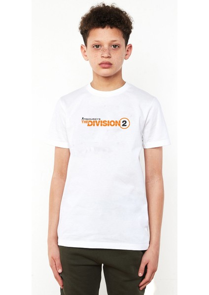 The Division 2 Logo Baskılı Çocuk Beyaz Tshirt