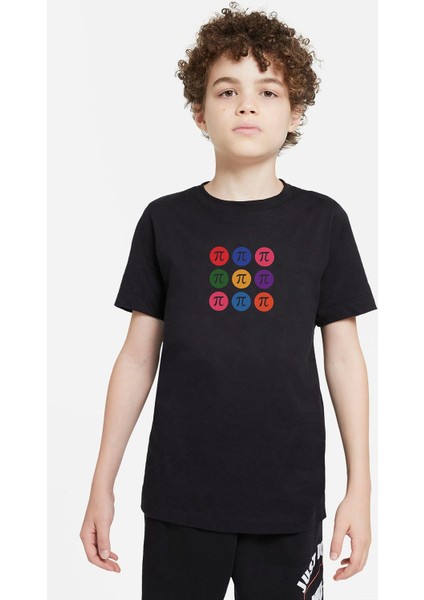 14 Mart Dünya Pi Günü Dj Baskılı Çocuk Siyah Tshirt