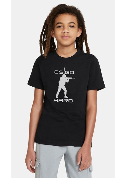 Cs Go Hard Baskılı Çocuk Siyah Tshirt