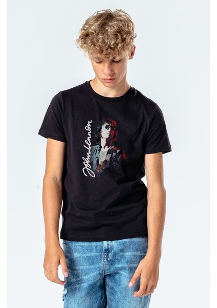 The Beatles John Lennon Baskılı Çocuk Siyah T-Shirt