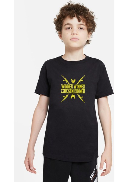 Winner Ak 47 Baskılı Çocuk Siyah Tshirt