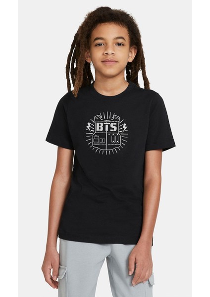 Bts Logo Baskılı Çocuk Siyah Tshirt