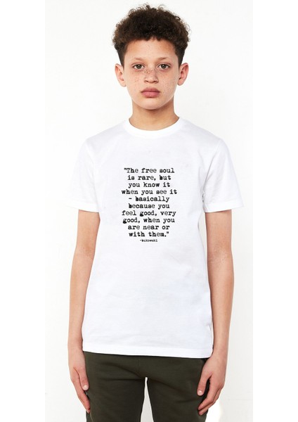 Charles Bukowski The Free Soul Is Baskılı Çocuk Beyaz Tshirt