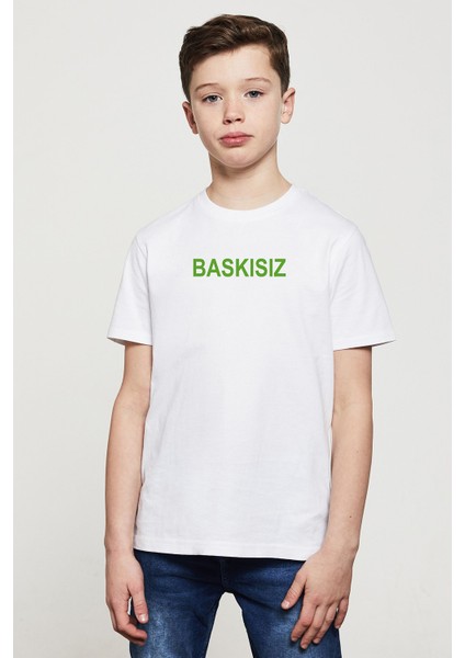 Baskısız Baskı Baskılı Çocuk Beyaz Tshirt