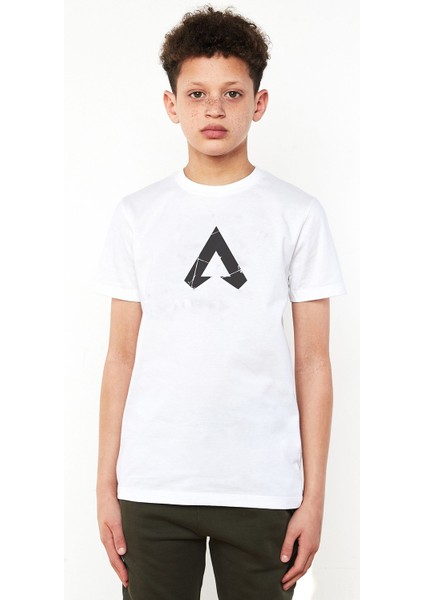 Apex Logo Baskılı Çocuk Beyaz Tshirt