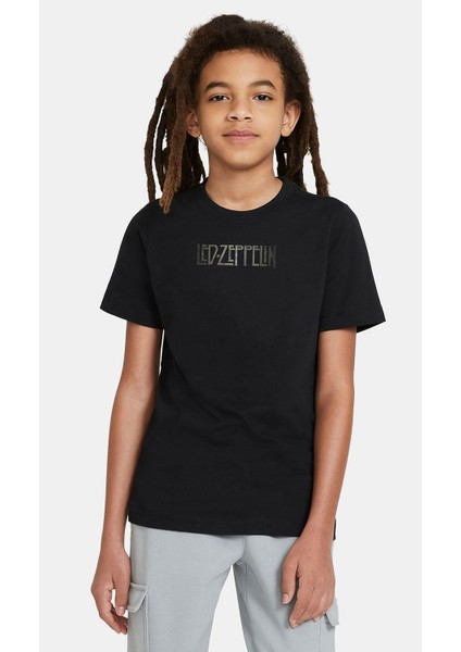 LED Zeppelin Metal Rock Music Müzik Baskılı Çocuk Siyah T-Shirt