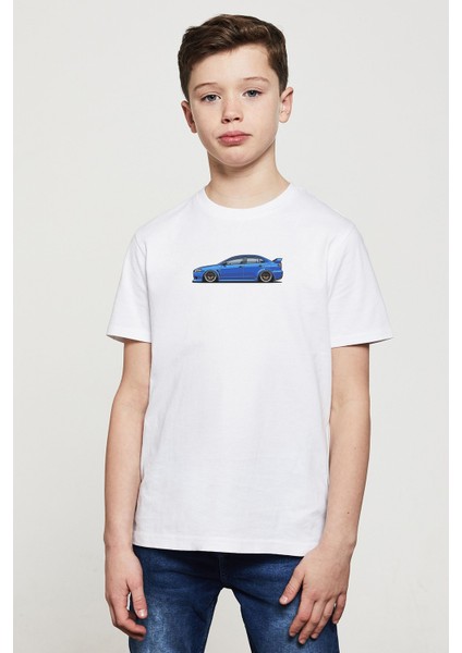 Mitsubishi Lancer Evolution x Baskılı Çocuk Beyaz Tshirt