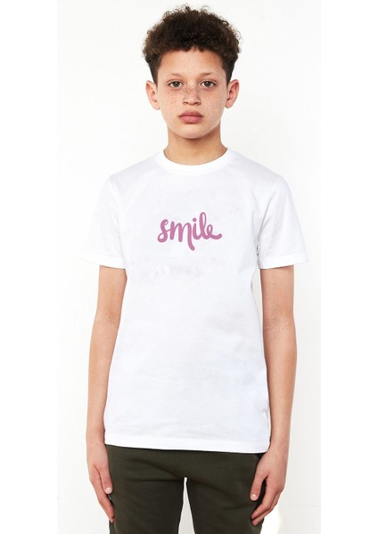 Smile Euclidean Microsoft Word Baskılı Unisex Çocuk Beyaz Tshirt