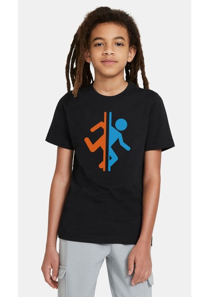 Silhouette Portal Baskılı Çocuk Siyah Tshirt