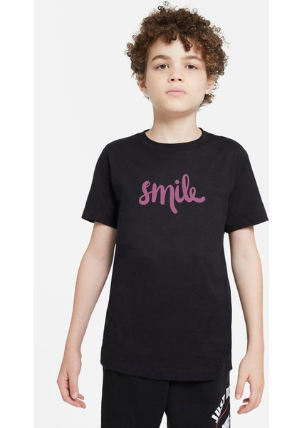 Smile Euclidean Microsoft Word Baskılı Unisex Çocuk Siyah Tshirt
