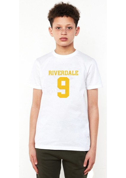 Riverdale 9 Baskılı Çocuk Beyaz Tshirt