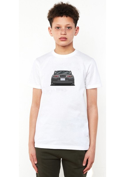 Toyota Supra A80 Baskılı Çocuk Beyaz Tshirt