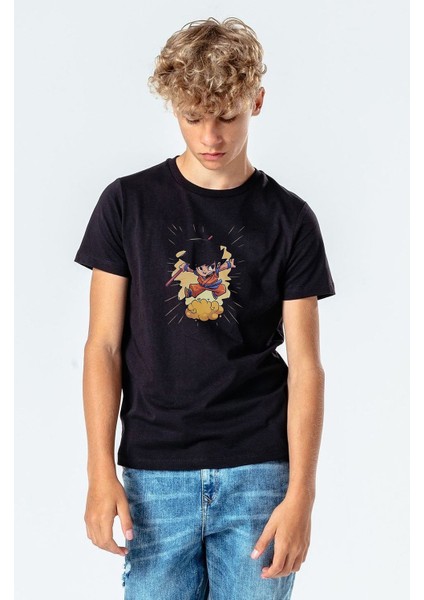 Anime Dragon Ball Baskılı Çocuk Siyah T-Shirt