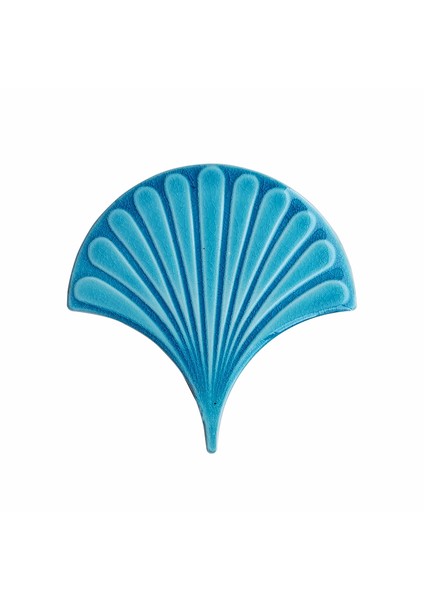 - 17 x 17 cm Turkuaz Kabartmalı Balık Pulu Seramik Karo 5'li 1 Paket