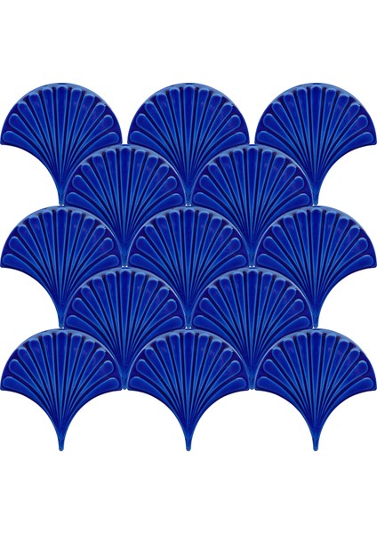 - 17 x 17 cm Kobalt Kabartmalı Balık Pulu Çini Karo 5'li 1 Paket