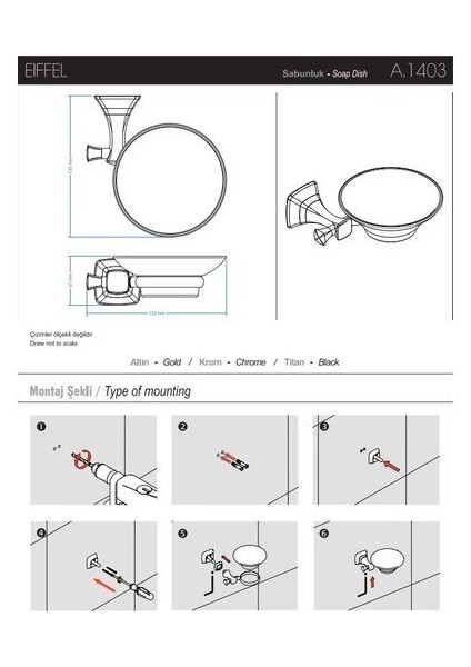 A.1403 Eiffel Krom Sabunluk fiyatları