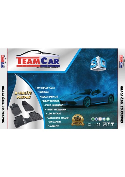 Teamcar Audi A3 8V 3D Havuzlu Paspas Siyah Tam Uyumlu 2013-2020