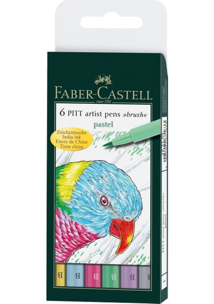 Pitt Çizim Kalemi Fırça Uç "Pastel Renkler" 6lı poşet