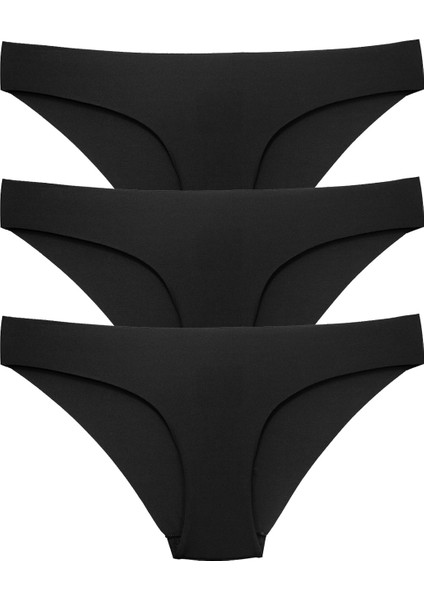 Elena Paris kadın Siyah 3' Lü Dikişsiz Bikini Lazer Kesim Külot