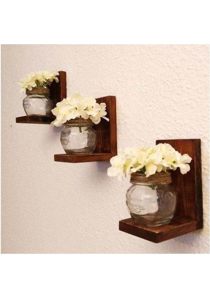 Bfdwood Rustik Masif Ahşap Duvar Rafı 3'lü