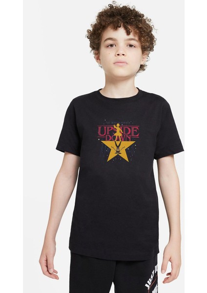 Stranger Things The Upside Down Baskılı Çocuk Siyah T-Shirt