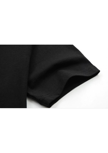 Superaxide Dismutase Baskılı Siyah Kadın Örme Tişört modelleri