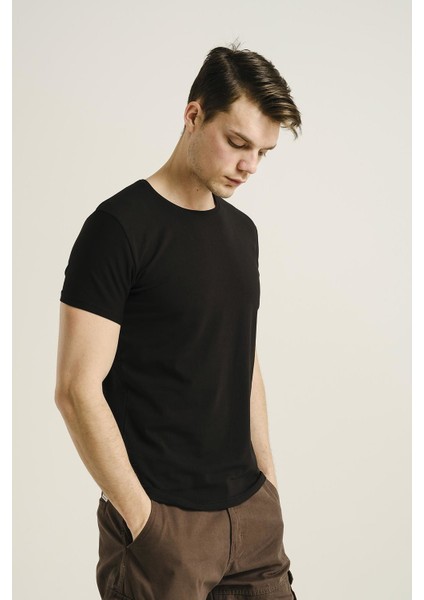 Ftx Slim Fit Bisiklet Yaka Erkek Basic Tshirt
