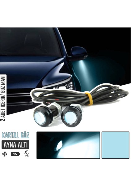 Ayna Altı Kartal Göz 2'li LED - Buz Mavi