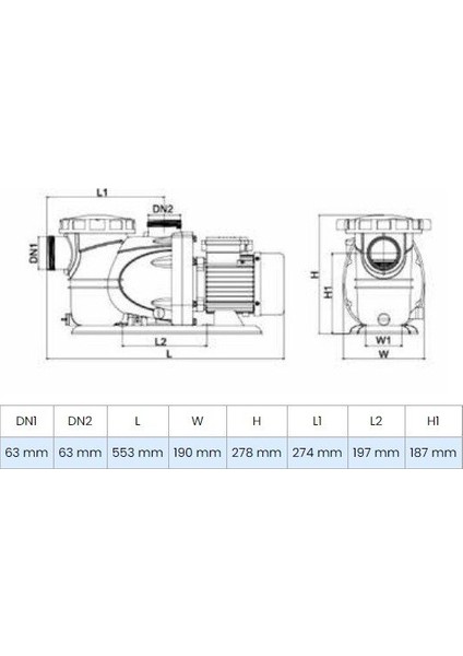 Pool 1.1m Ön Filtreli Havuz Pompası 11 Mss 18 M³/h 220 Volt