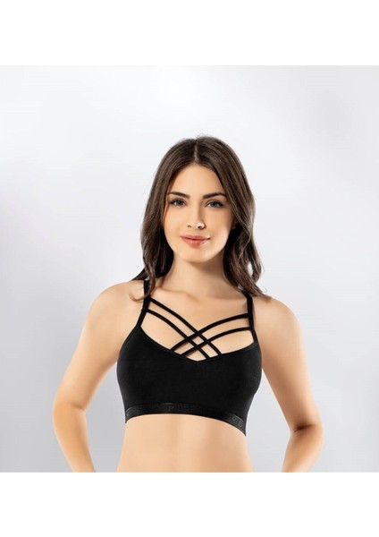 Kadın Siyah Kota Modelli Büstiyer