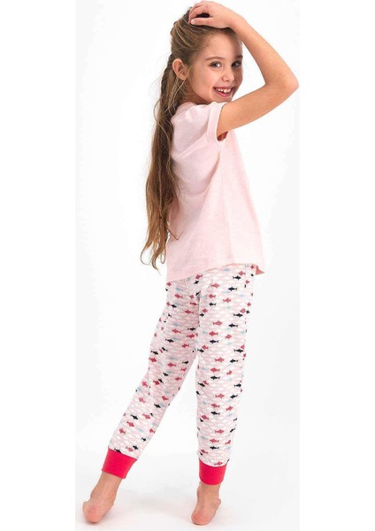 2460 Kız Çocuk Collect Somon Kısa Kol Pijama Takımı modelleri
