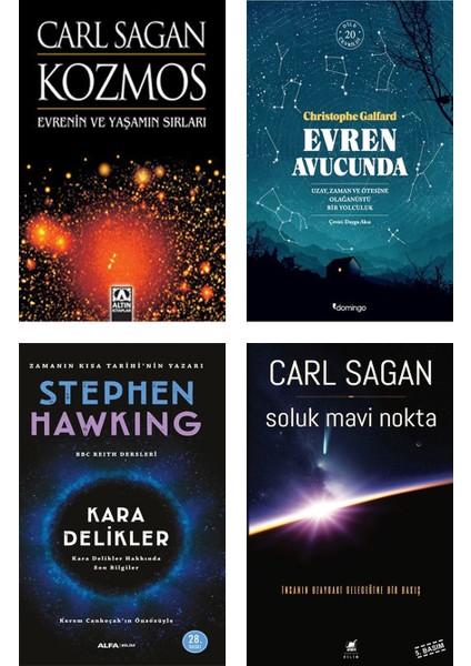Kozmos + Soluk Mavi Nokta / Carl Sagan + Evren Avucunda / Christophe Galfard + Kara Delikler / Stephen Hawking - 4 Kitap Set