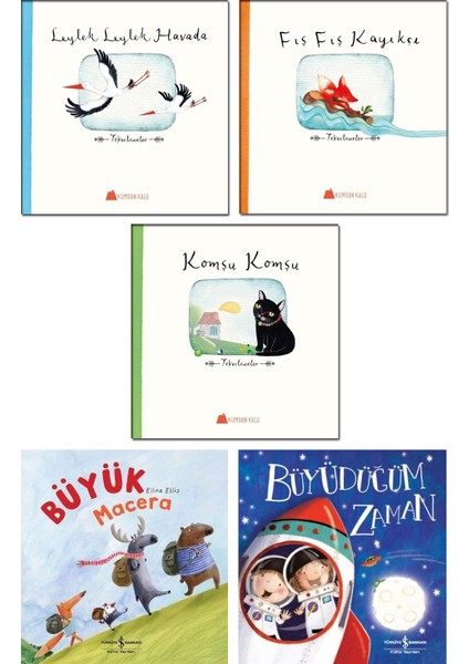 Büyük Macera + Büyüdüğüm Zaman + Tekerlemeler ( Leylek Leylek Havada + Komşu Komşu + Fış Fış Kayıkçı) / Çocuk Hikaye Kitapları 5 Kitap Set