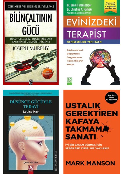 Bilinçaltının Gücü -Evinizdeki Terapist - Düşünce Gücüyle Tedavi - Ustalık Gerektiren Kafaya Takmama Sanatı - 4 Kitap Set