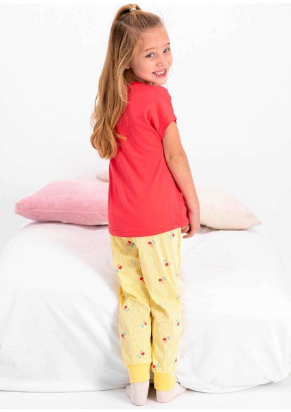 2410 Kız Çocuk Vibes Of Cherry Nar Çiçeği Kısa Kol Pijama Takımı fırsatları