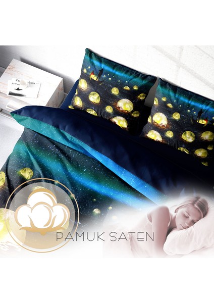 Moon River 3D Pamuk Saten Çift Kişilik Nevresim Takımı fırsatları