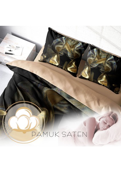 Gold Cover 3D Pamuk Saten Çift Kişilik Nevresim Takımı fırsatları
