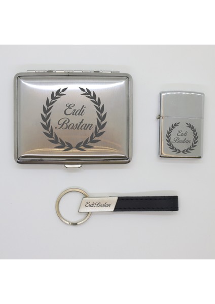 Kişiye Özel Metal Tabaka, Zippo Çakmak ve Anahtarlık Seti - 1