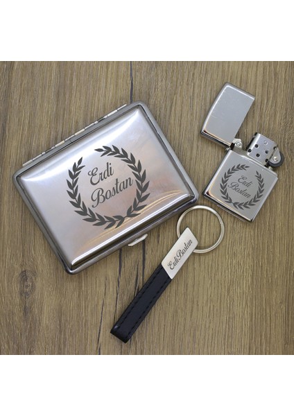 Kişiye Özel Metal Tabaka, Zippo Çakmak ve Anahtarlık Seti - 1