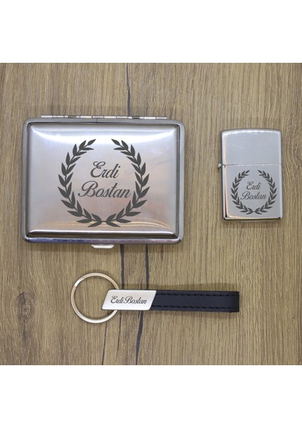 Kişiye Özel Metal Tabaka, Zippo Çakmak ve Anahtarlık Seti - 1