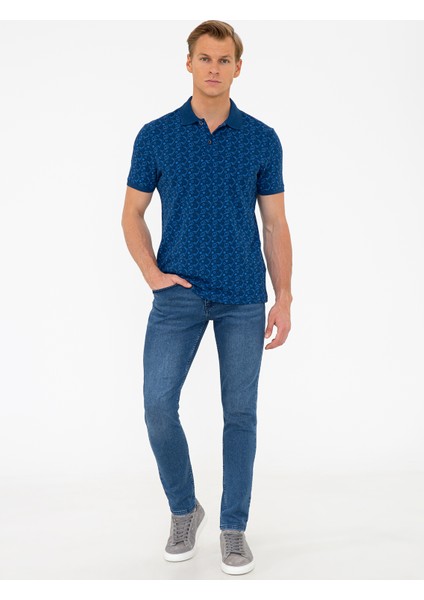 Erkek Lacivert Slim Fit Polo Yaka Tişört 50242059-VR033 fırsatları